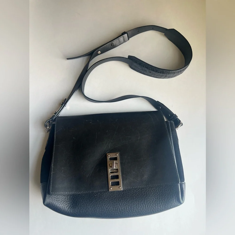 Proenza Schouler Black Leather Elliot Crossbody Bag Purse - Picture 3 of 10